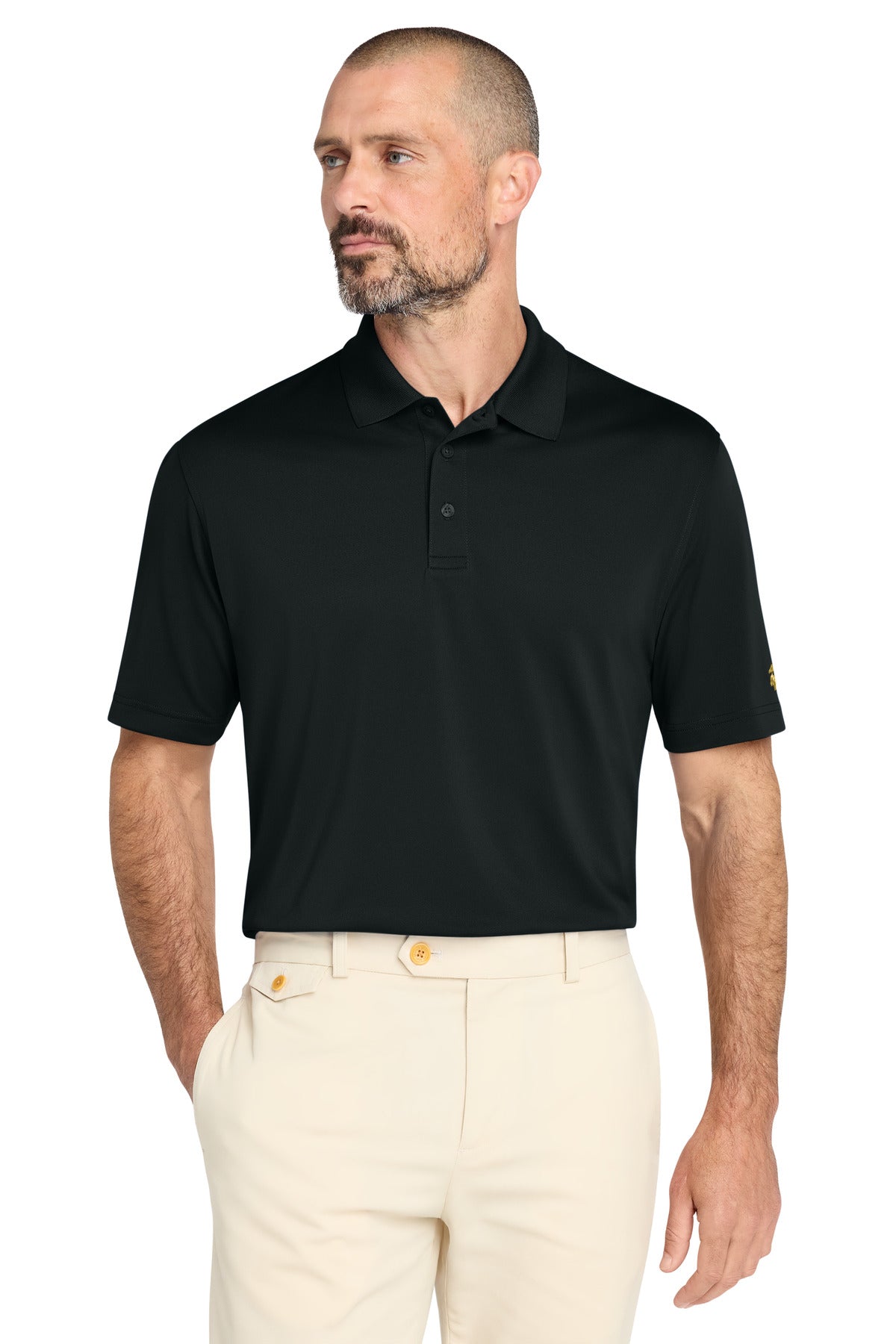 Custom logo Brooks Brothers® Mesh Pique Performance Polo BB18220 in Deep Black