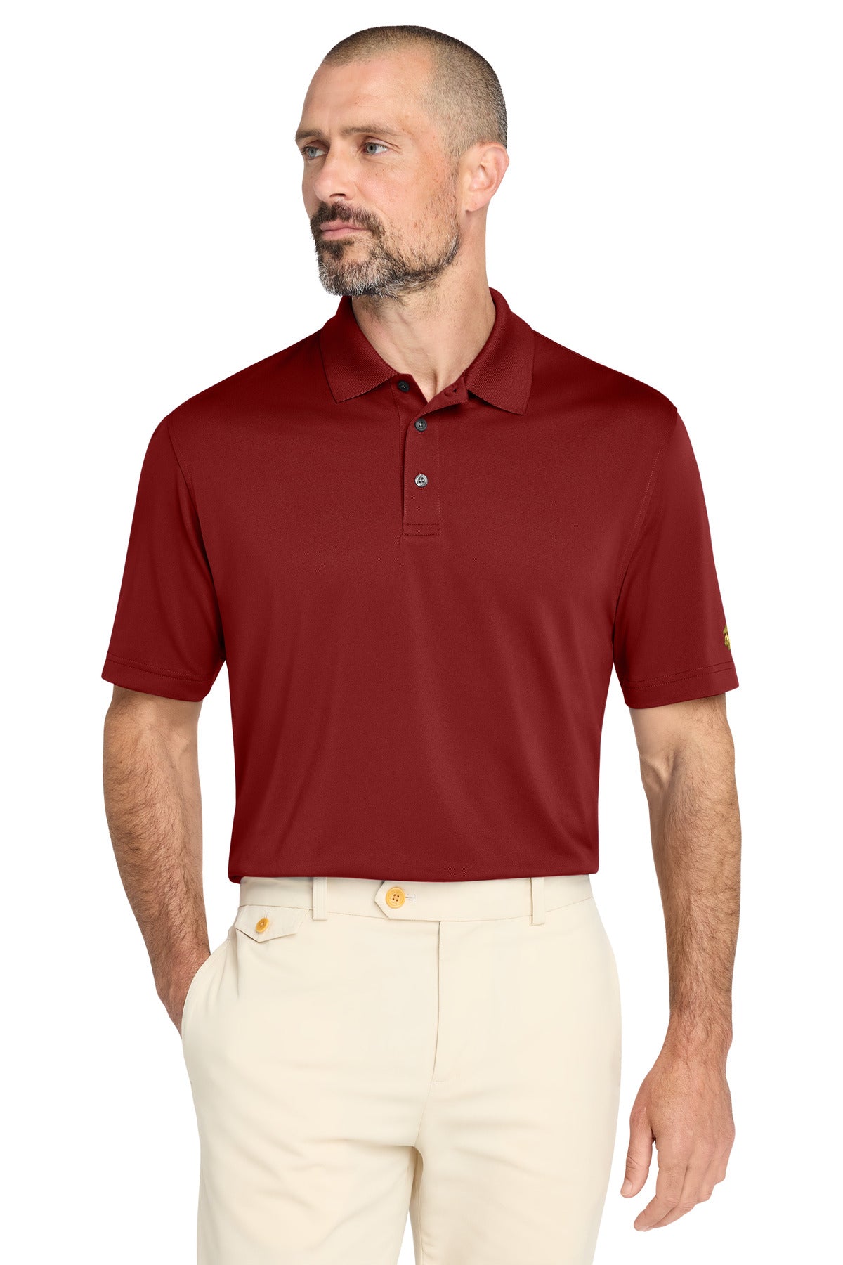 Custom logo Brooks Brothers® Mesh Pique Performance Polo BB18220 in Rich Red
