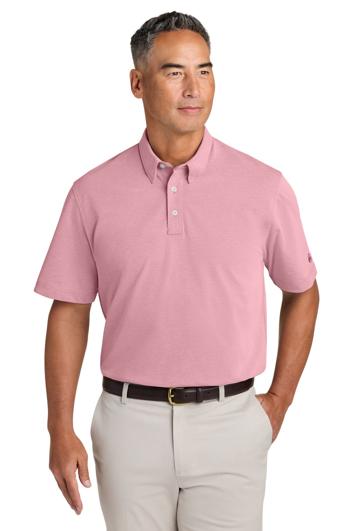 Custom logo Brooks Brothers® Pinpoint Pique Dress Polo BB18222 in Crimson End On End