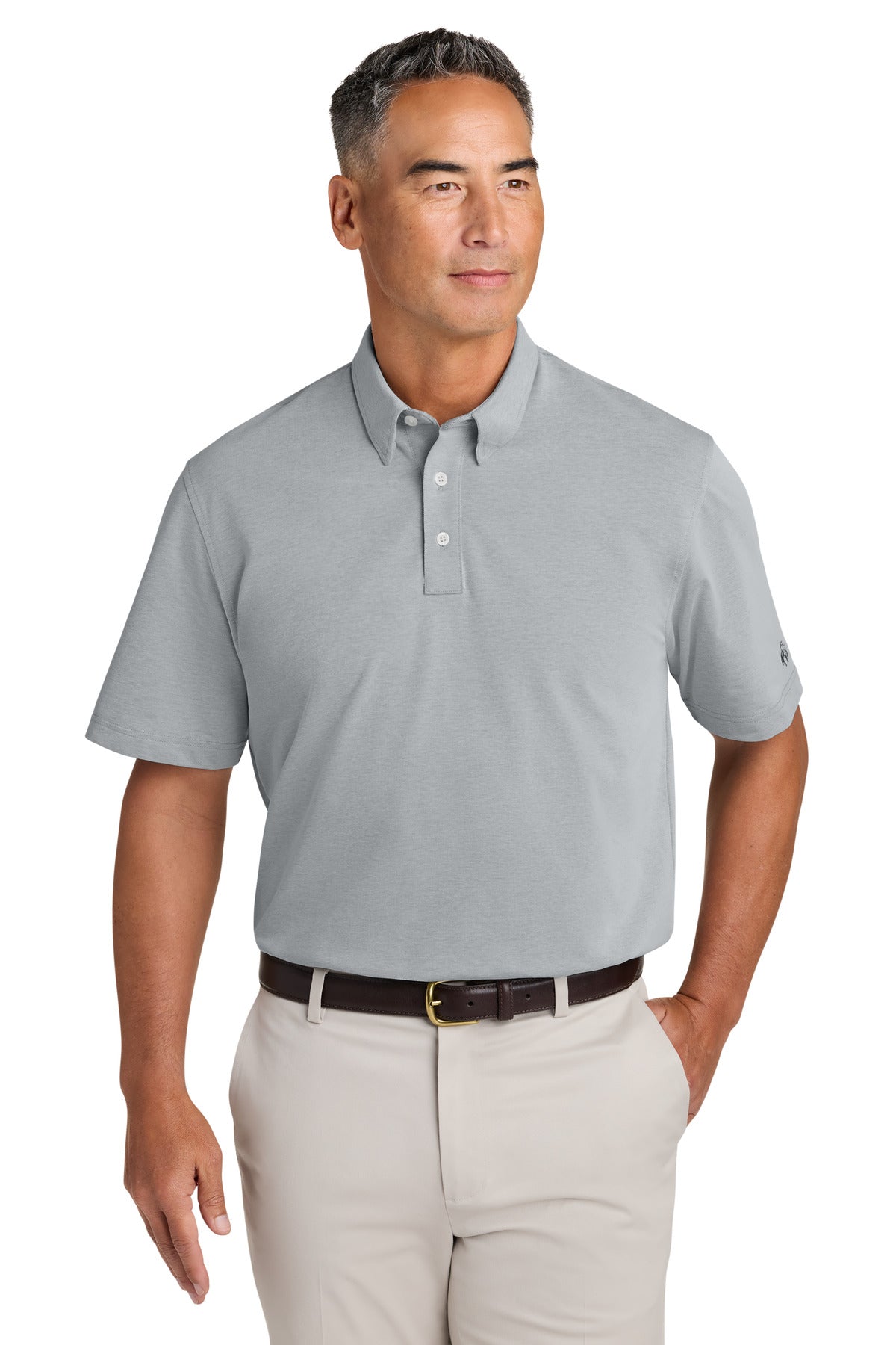 Custom logo Brooks Brothers® Pinpoint Pique Dress Polo BB18222 in Grey End On End