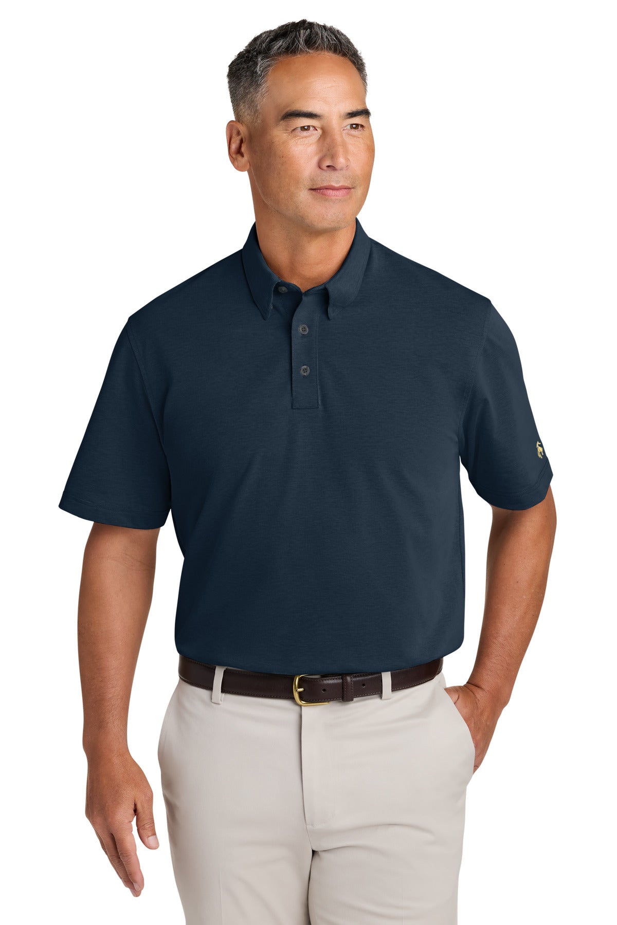 Custom logo Brooks Brothers® Pinpoint Pique Dress Polo BB18222 in Navy Blazer