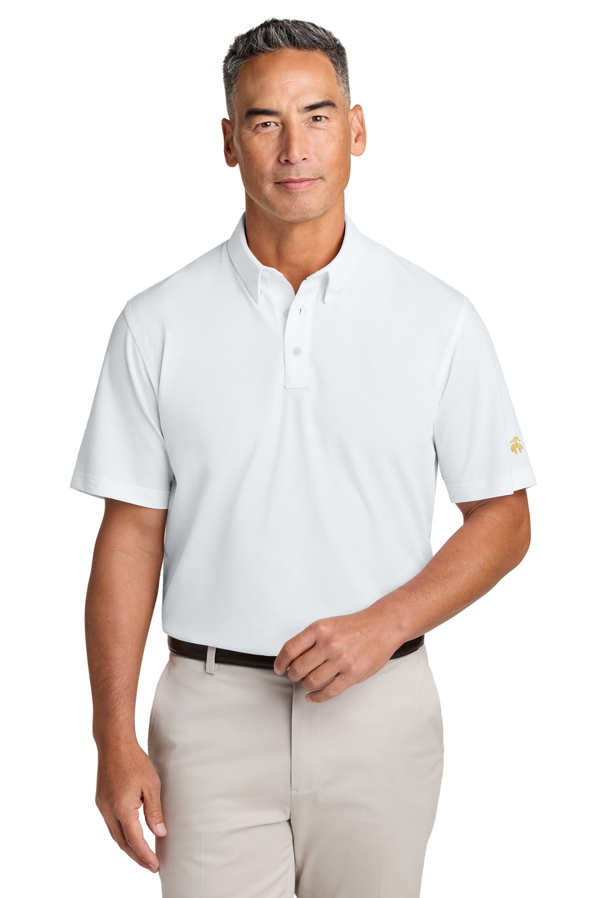 Custom logo Brooks Brothers® Pinpoint Pique Dress Polo BB18222 in White