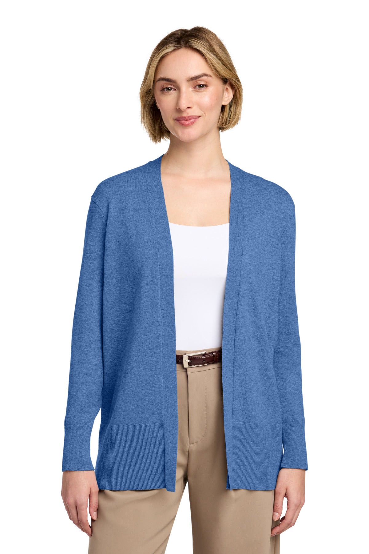 Custom logo Brooks Brothers® Women's Cotton Stretch Long Cardigan Sweater BB18403 in Charter Blue Heather