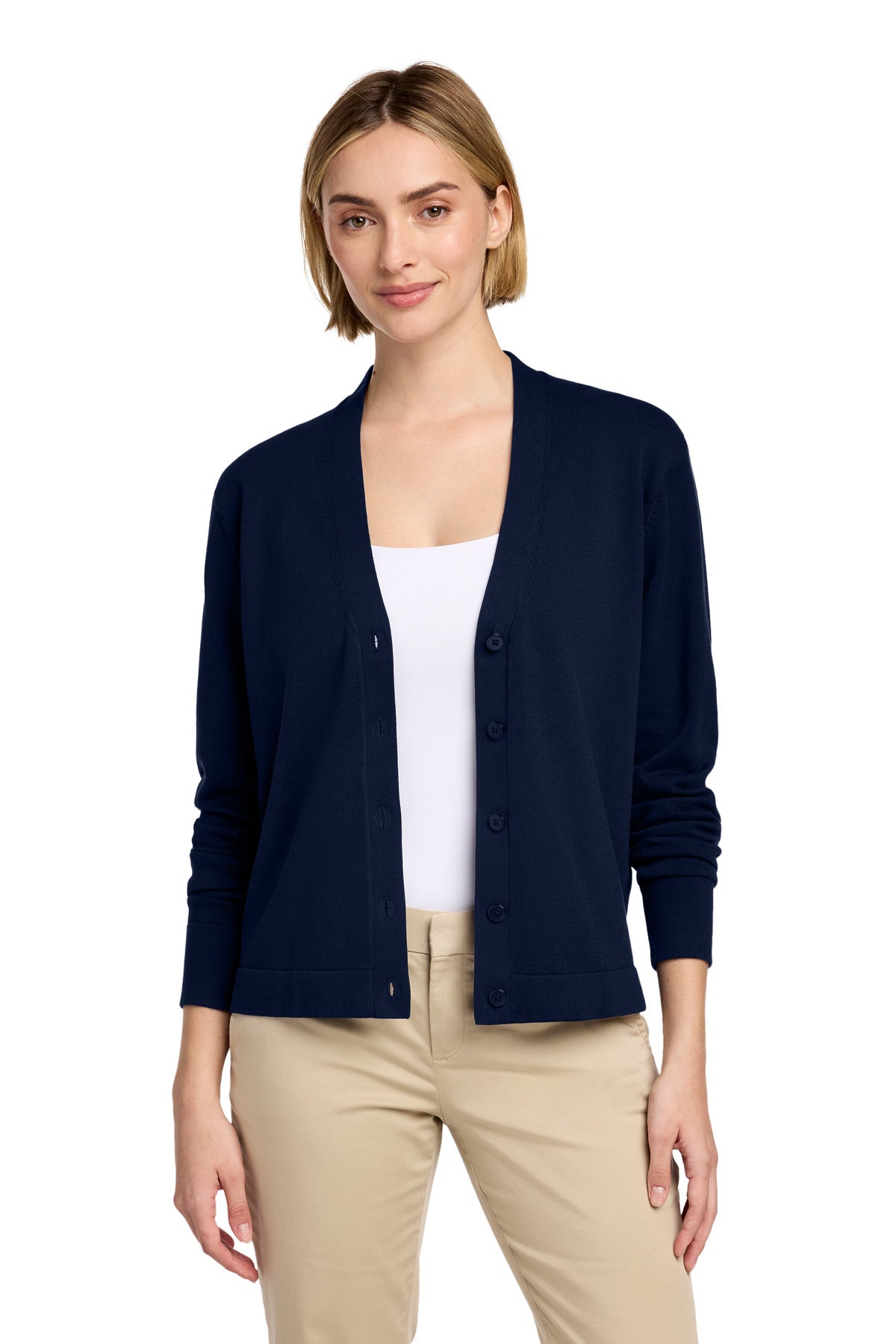 Custom logo Brooks Brothers® Women's Cotton Stretch Cardigan Sweater BB18405 in Navy Blazer