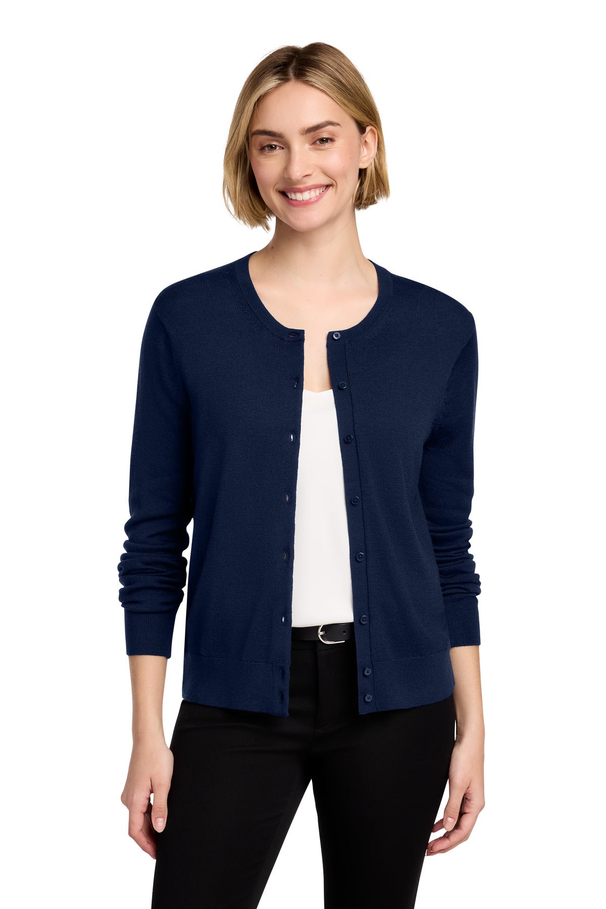 Custom logo Brooks Brothers® Women's Washable Merino Cardigan Sweater BB18413 in Navy Blazer