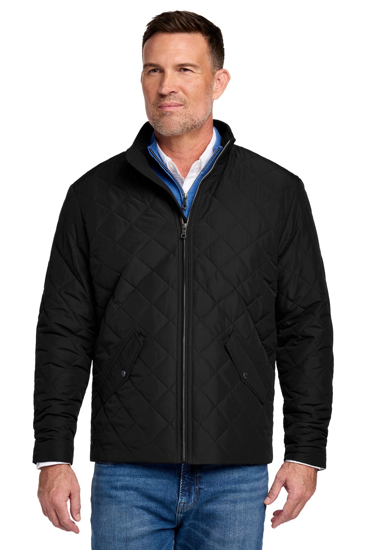 Custom logo Brooks Brothers® Quilted Jacket BB18600 in Deep Black