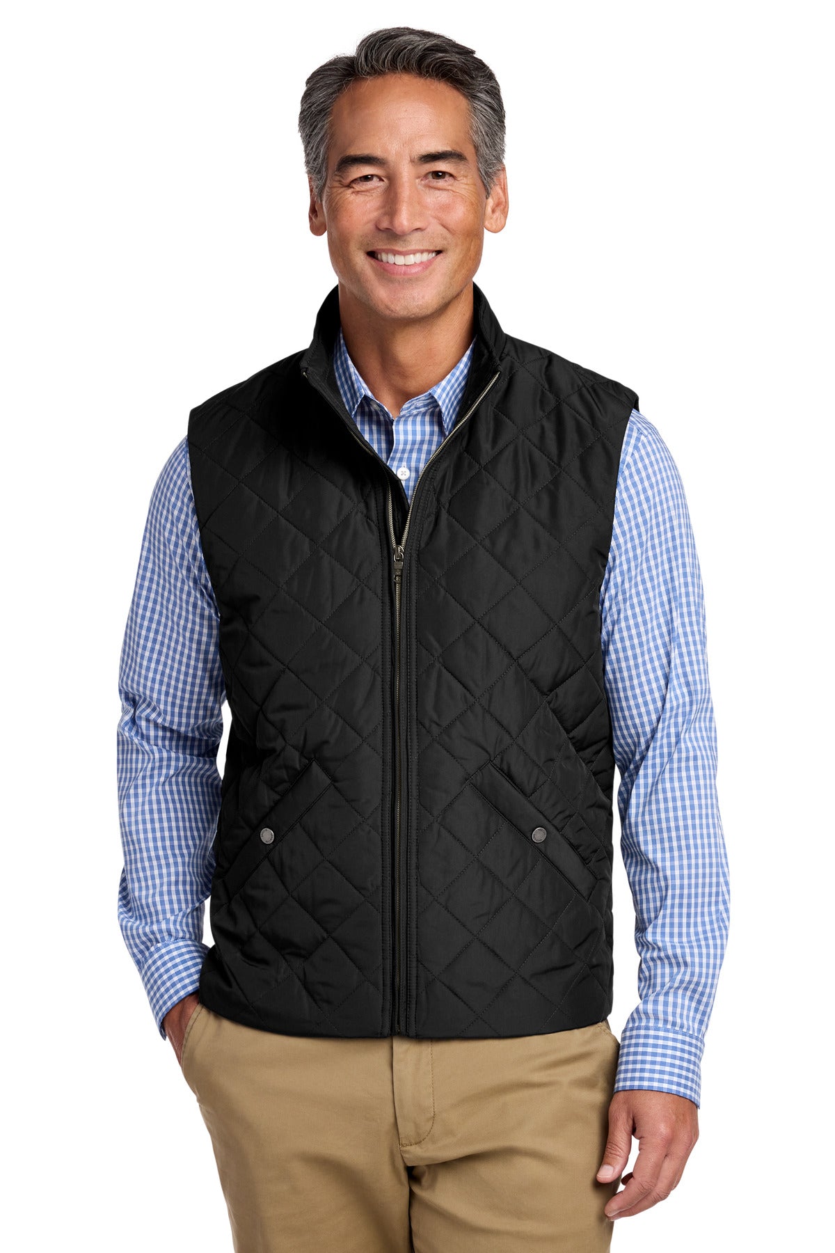 Custom logo Brooks Brothers® Quilted Vest BB18602 in Deep Black