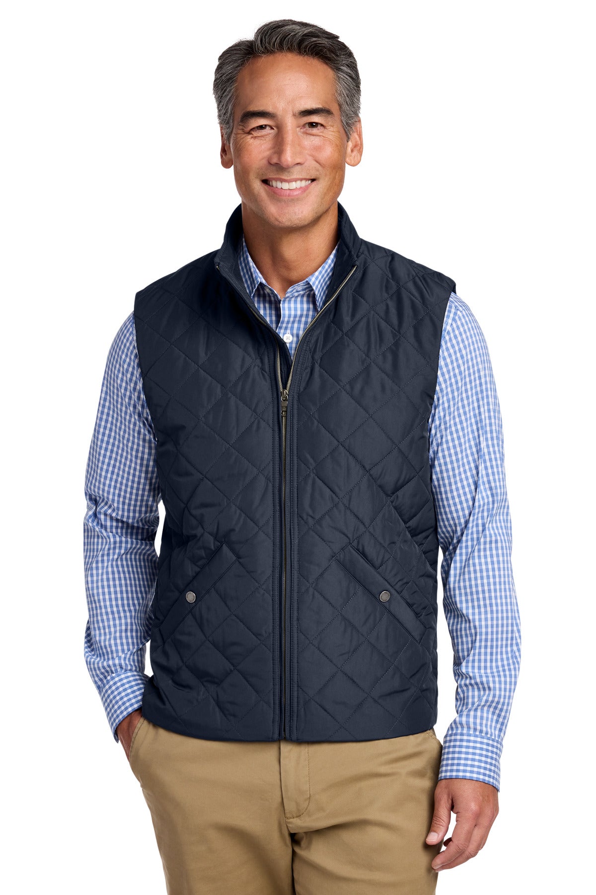 Custom logo Brooks Brothers® Quilted Vest BB18602 in Night Navy
