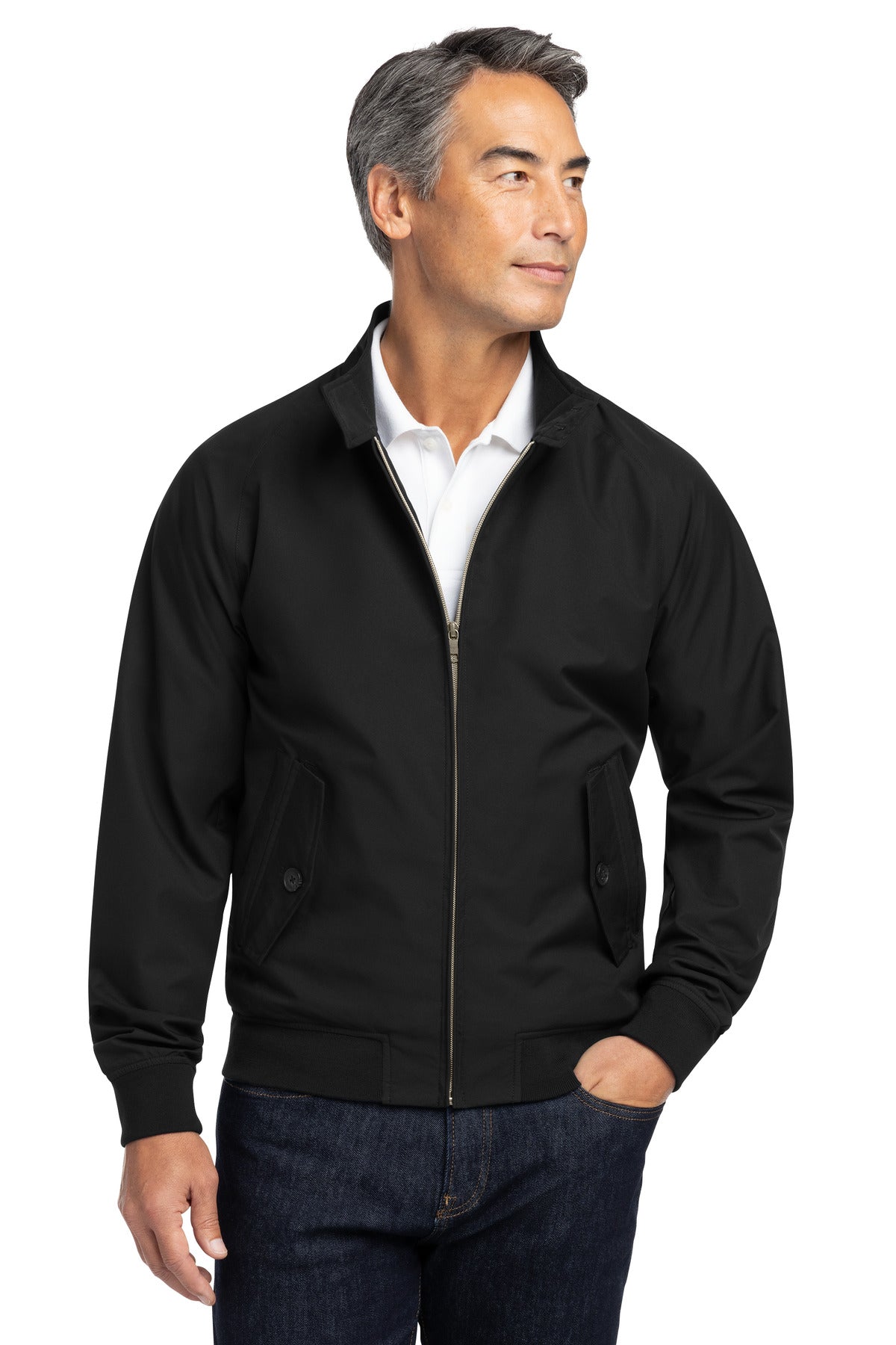 Custom logo Brooks Brothers® Bomber Jacket BB18604 in Deep Black