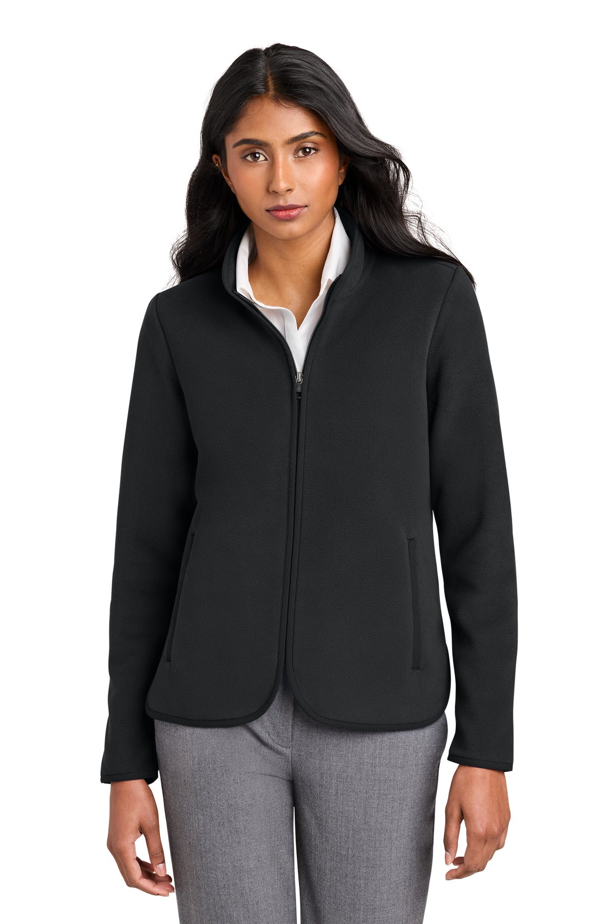 Custom logo Brooks Brothers® Women's Fleece Jacket BB18611 in Deep Black