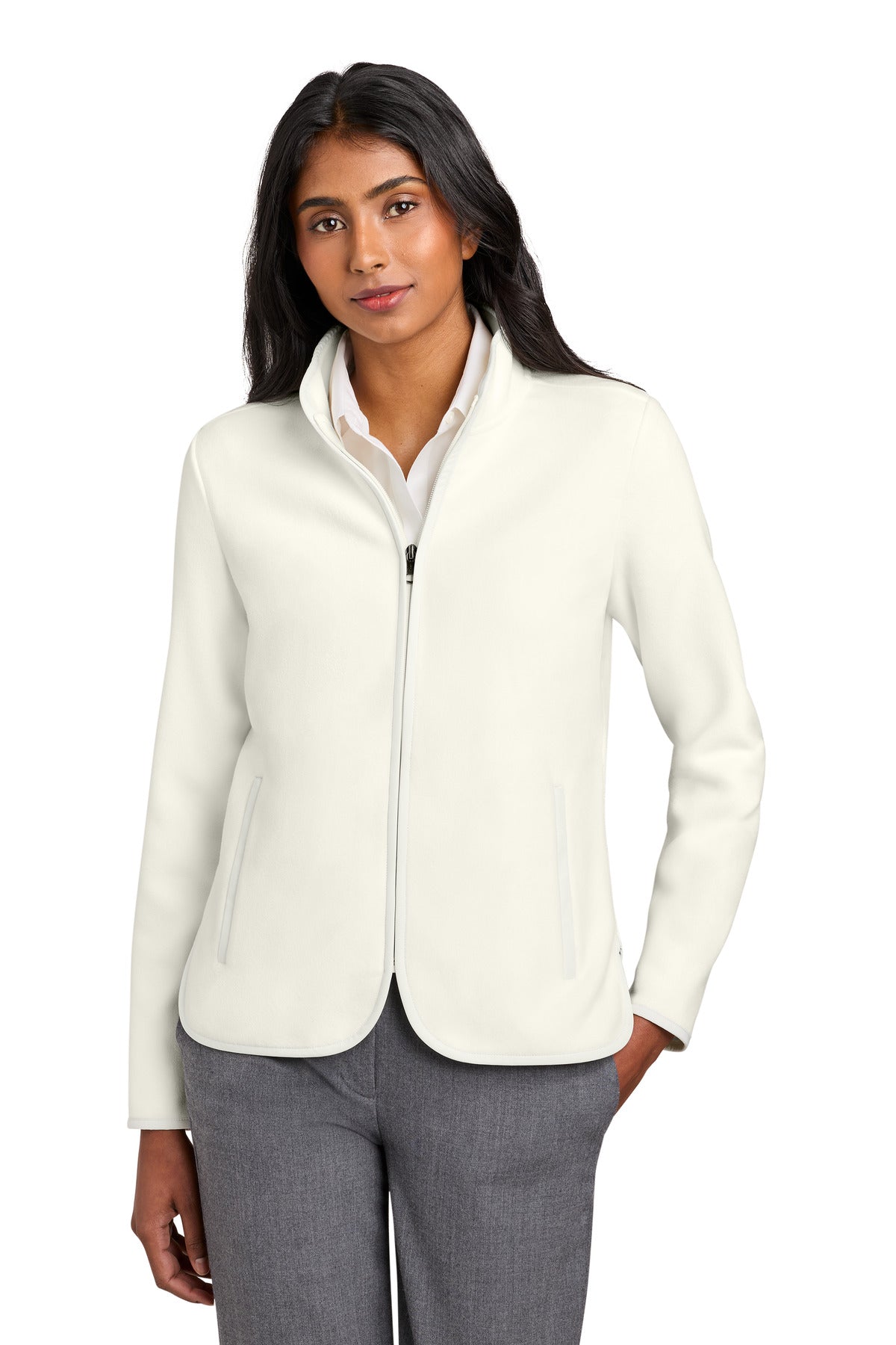 Custom logo Brooks Brothers® Women's Fleece Jacket BB18611 in Off White