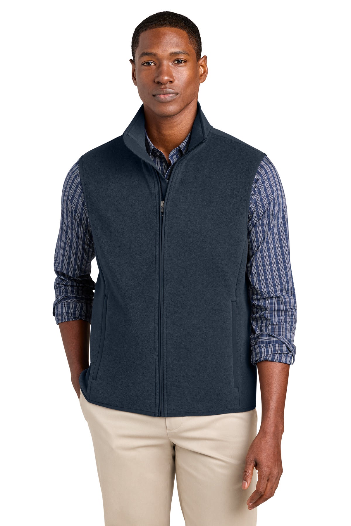 Custom logo Brooks Brothers® Fleece Vest BB18614 in Night Navy