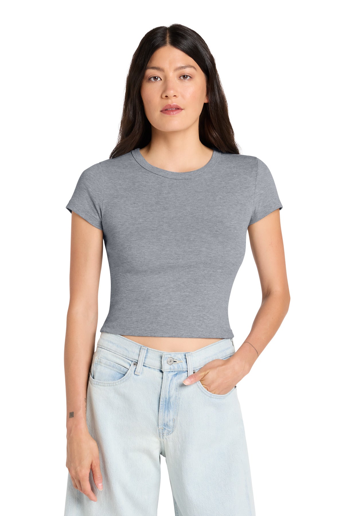 Custom logo BELLA+CANVAS® Women's Micro Rib Baby Tee BC1010 in Athletic Heather