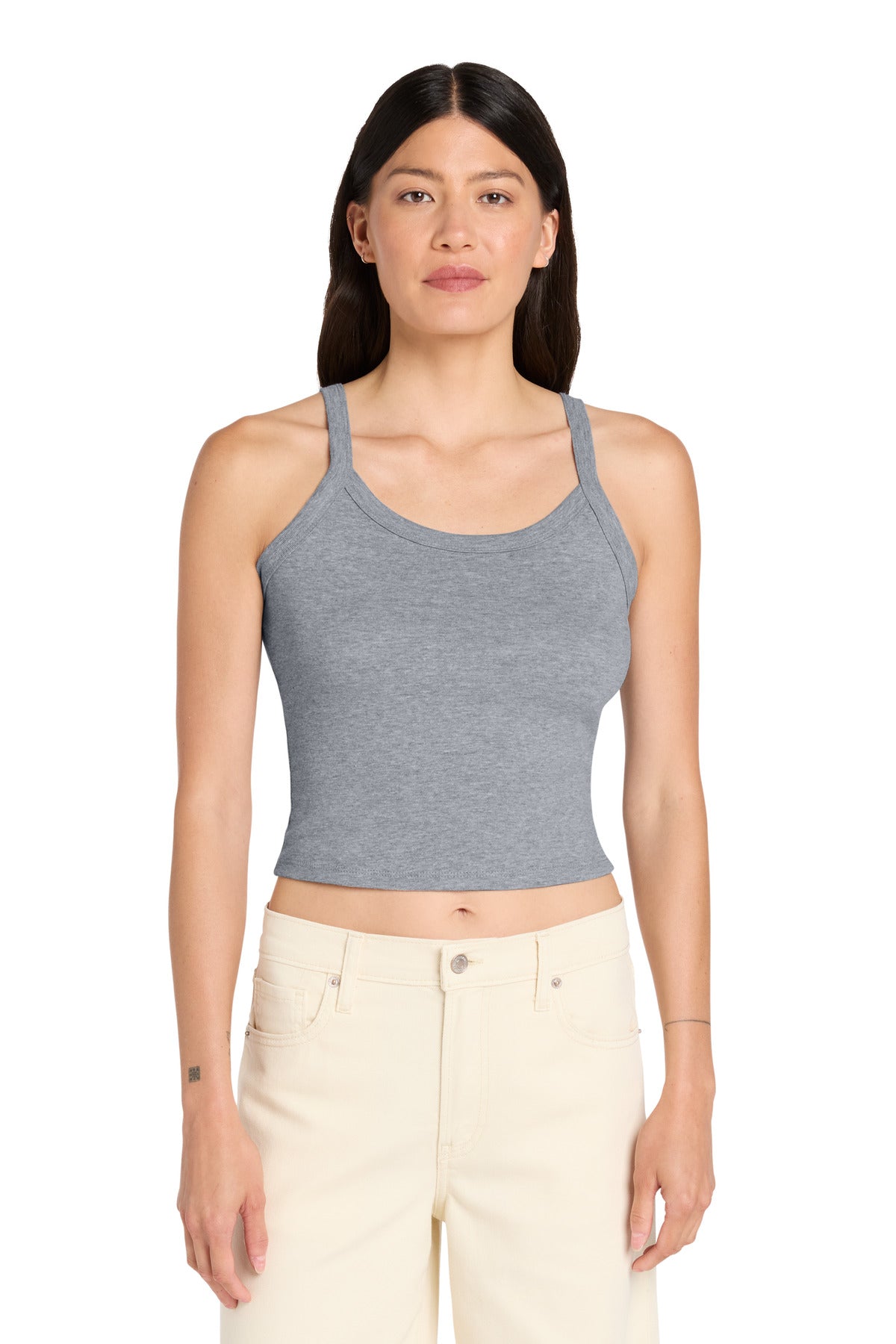 Custom logo BELLA+CANVAS® Women's Micro Rib Spaghetti Strap Tank BC1012 in Athletic Heather