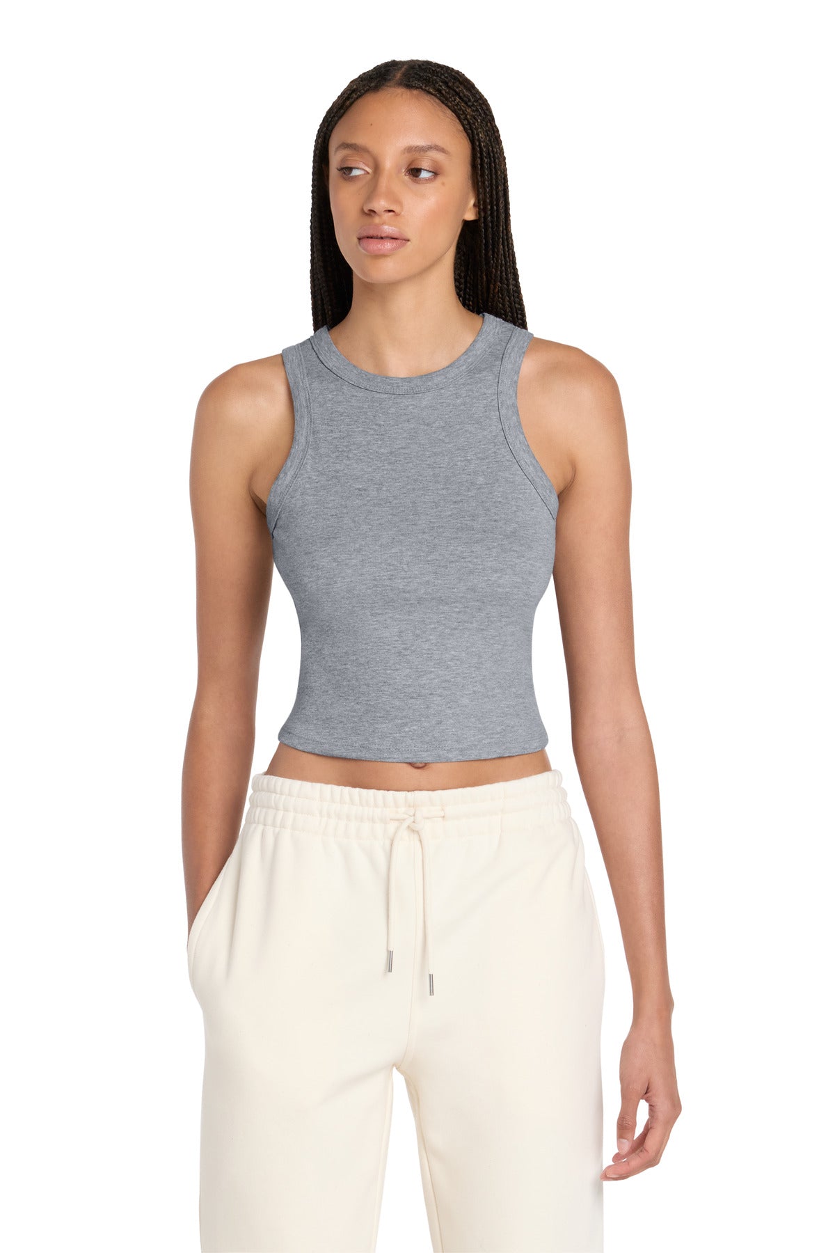 Custom logo BELLA+CANVAS® Women's Micro Rib Racer Tank BC1019 in Athletic Heather