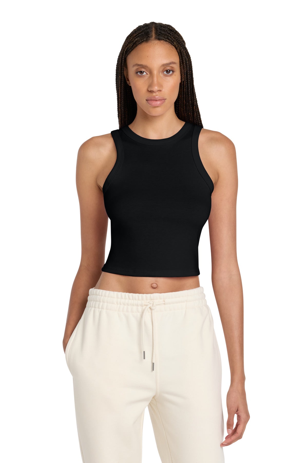 Custom logo BELLA+CANVAS® Women's Micro Rib Racer Tank BC1019 in Solid Black Blend