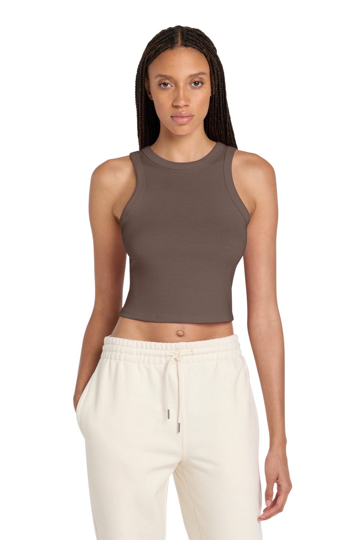 Custom logo BELLA+CANVAS® Women's Micro Rib Racer Tank BC1019 in Solid Cocoa Blend
