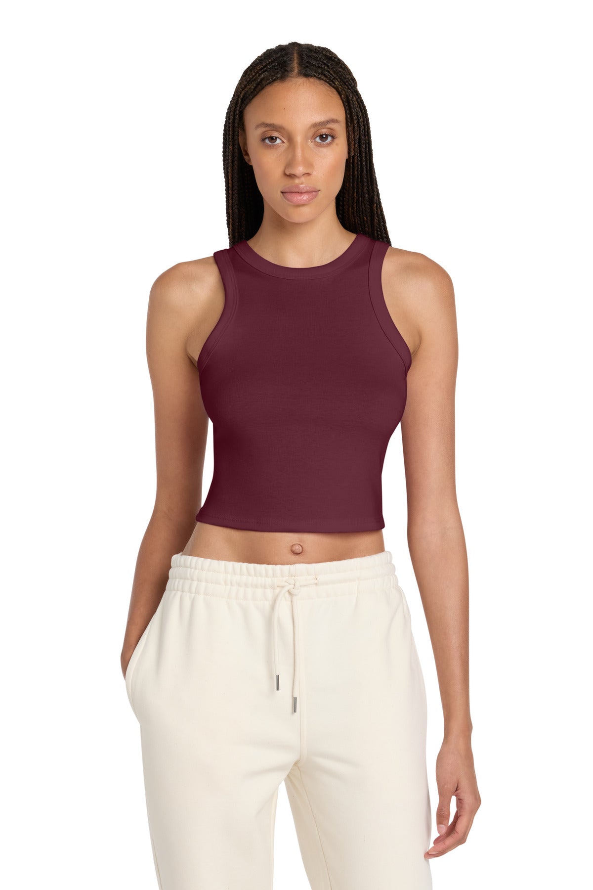 Custom logo BELLA+CANVAS® Women's Micro Rib Racer Tank BC1019 in Solid Maroon Blend