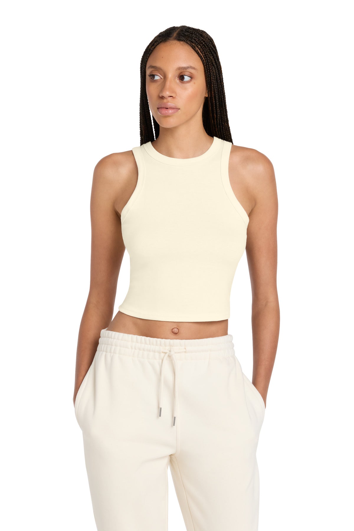 Custom logo BELLA+CANVAS® Women's Micro Rib Racer Tank BC1019 in Solid Natural Blend