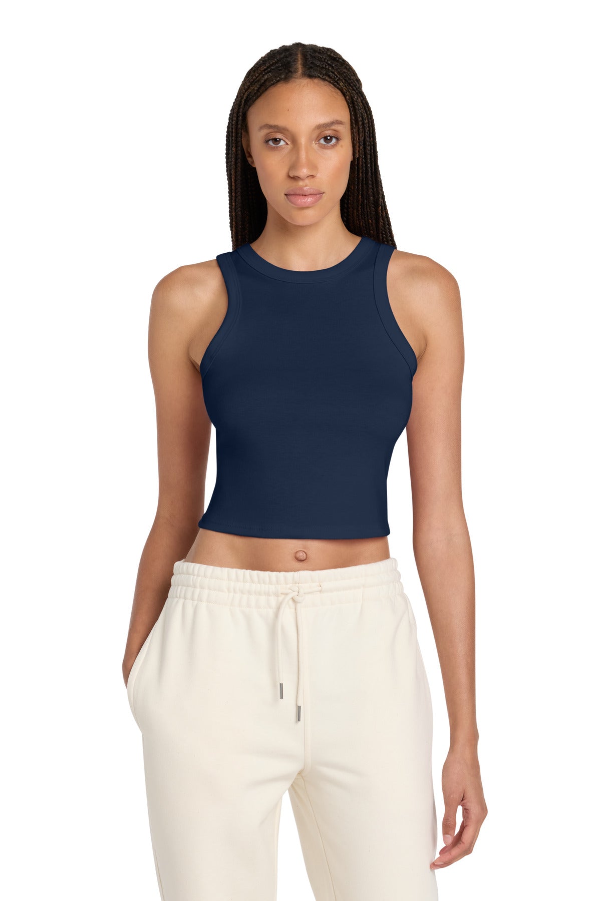 Custom logo BELLA+CANVAS® Women's Micro Rib Racer Tank BC1019 in Solid Navy Blend