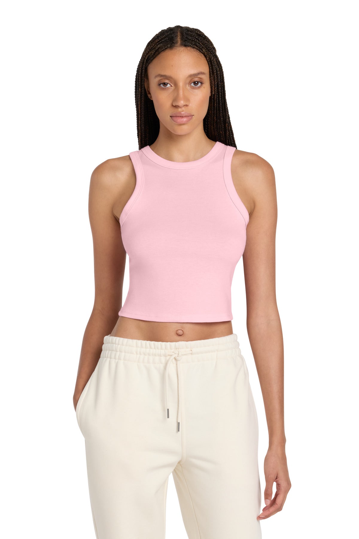 Custom logo BELLA+CANVAS® Women's Micro Rib Racer Tank BC1019 in Solid Pink Blend