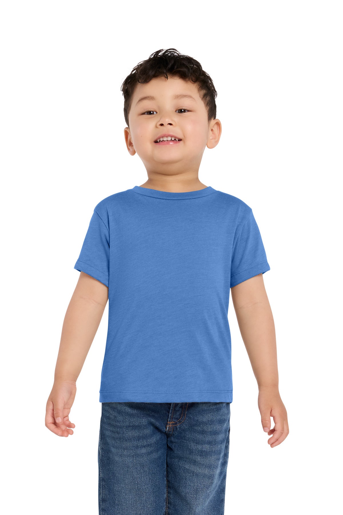 Custom logo BELLA+CANVAS® Toddler Short Sleeve Tee BC3001T in Heather Columbia Blue