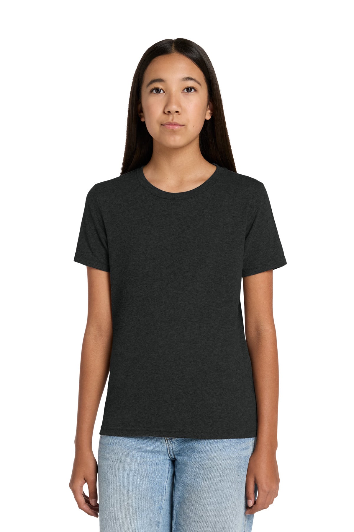 Custom logo BELLA+CANVAS® Youth Heather CVC Tee BC3001YCVC in Black Heather