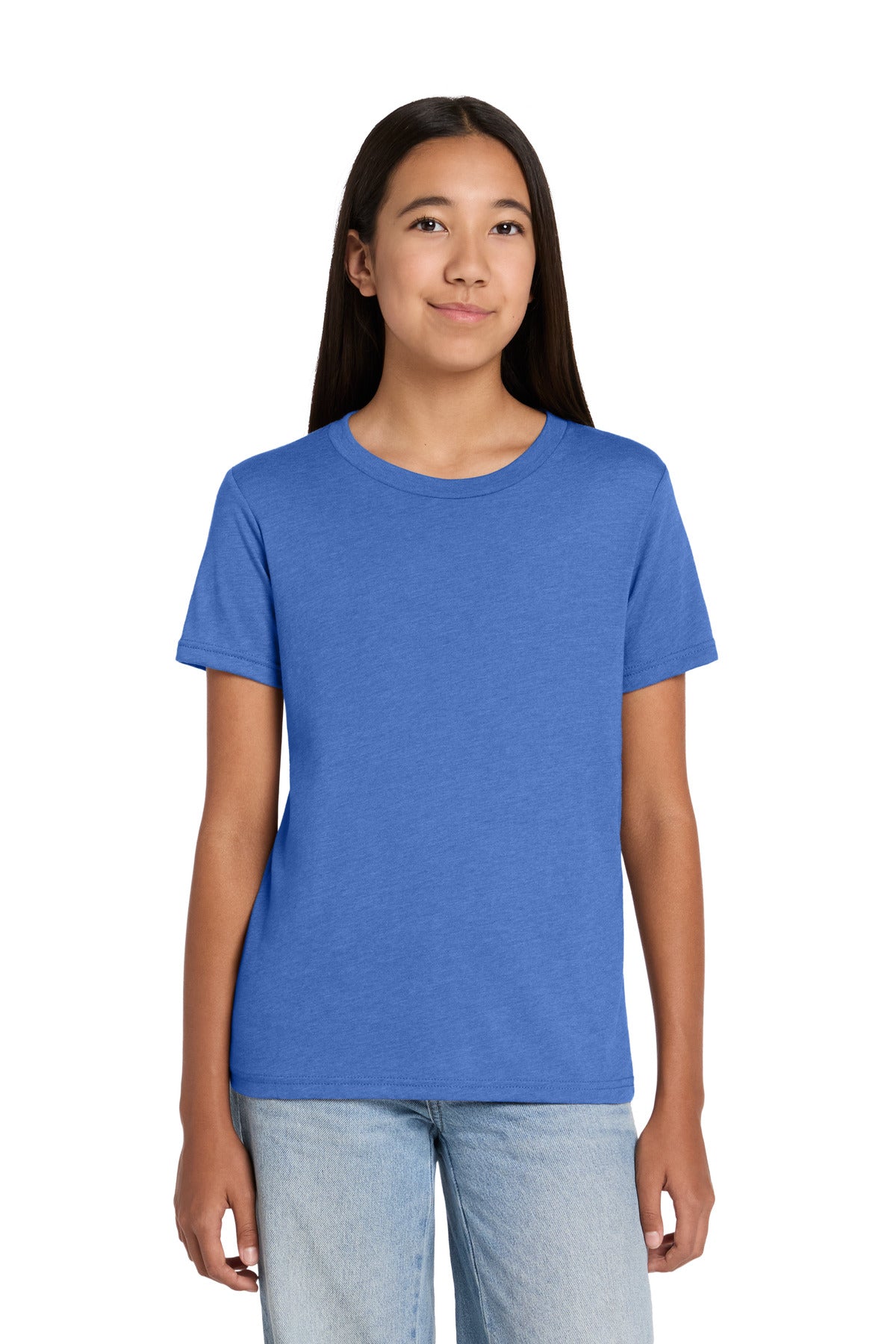 Custom logo BELLA+CANVAS® Youth Heather CVC Tee BC3001YCVC in Heather Columbia Blue