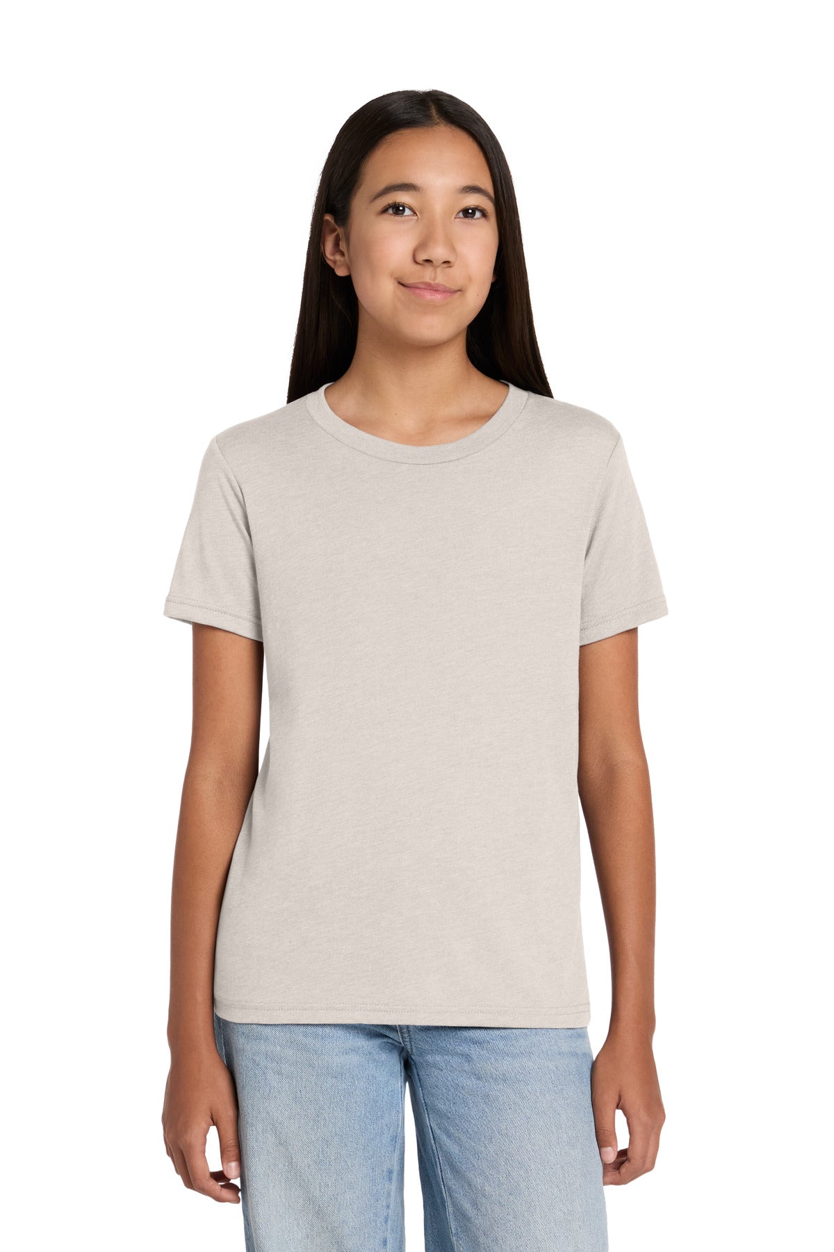 Custom logo BELLA+CANVAS® Youth Heather CVC Tee BC3001YCVC in Heather Dust