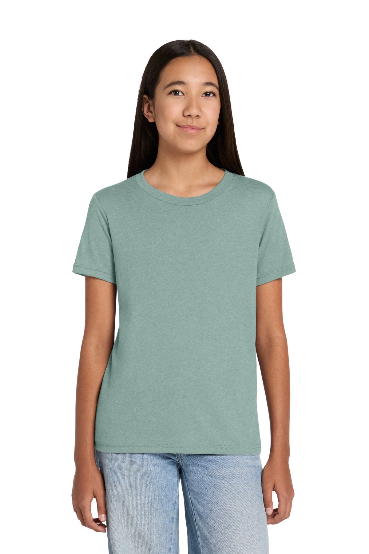 Custom logo BELLA+CANVAS® Youth Heather CVC Tee BC3001YCVC in Heather Dusty Blue