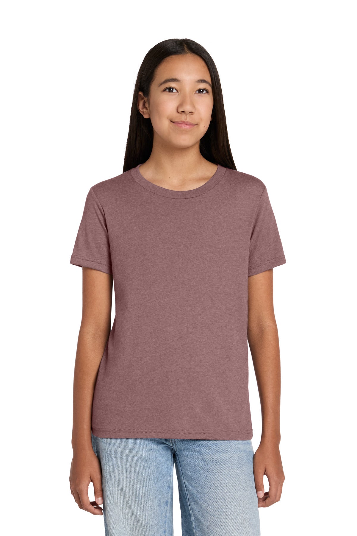 Custom logo BELLA+CANVAS® Youth Heather CVC Tee BC3001YCVC in Heather Mauve