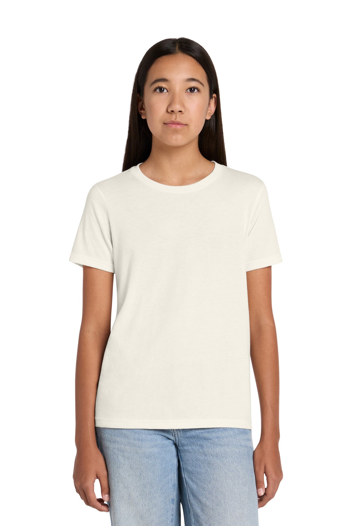 Custom logo BELLA+CANVAS® Youth Heather CVC Tee BC3001YCVC in Heather Natural