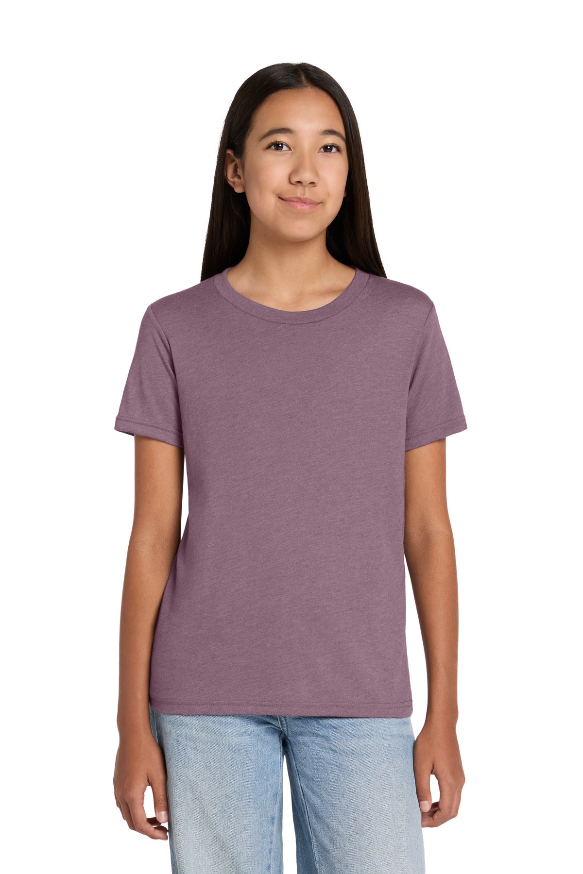 Custom logo BELLA+CANVAS® Youth Heather CVC Tee BC3001YCVC in Heather Orchid