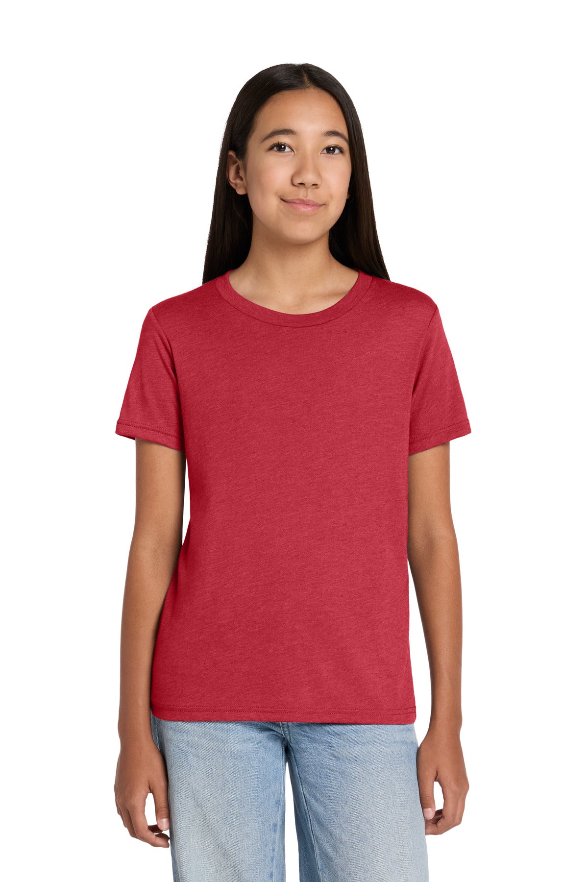 Custom logo BELLA+CANVAS® Youth Heather CVC Tee BC3001YCVC in Heather Red