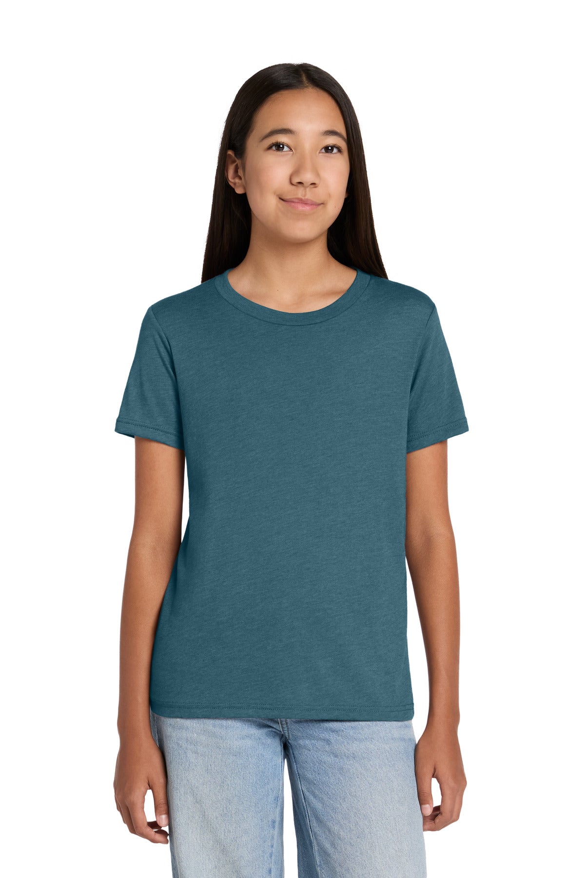 Custom logo BELLA+CANVAS® Youth Heather CVC Tee BC3001YCVC in Heather Slate
