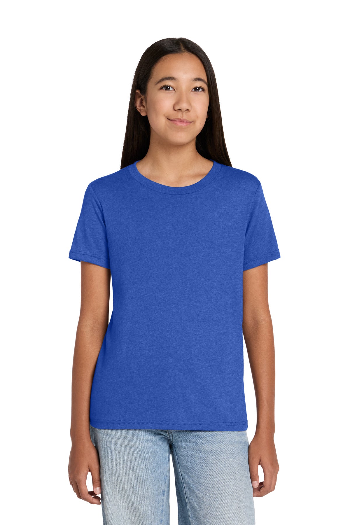 Custom logo BELLA+CANVAS® Youth Heather CVC Tee BC3001YCVC in Heather True Royal