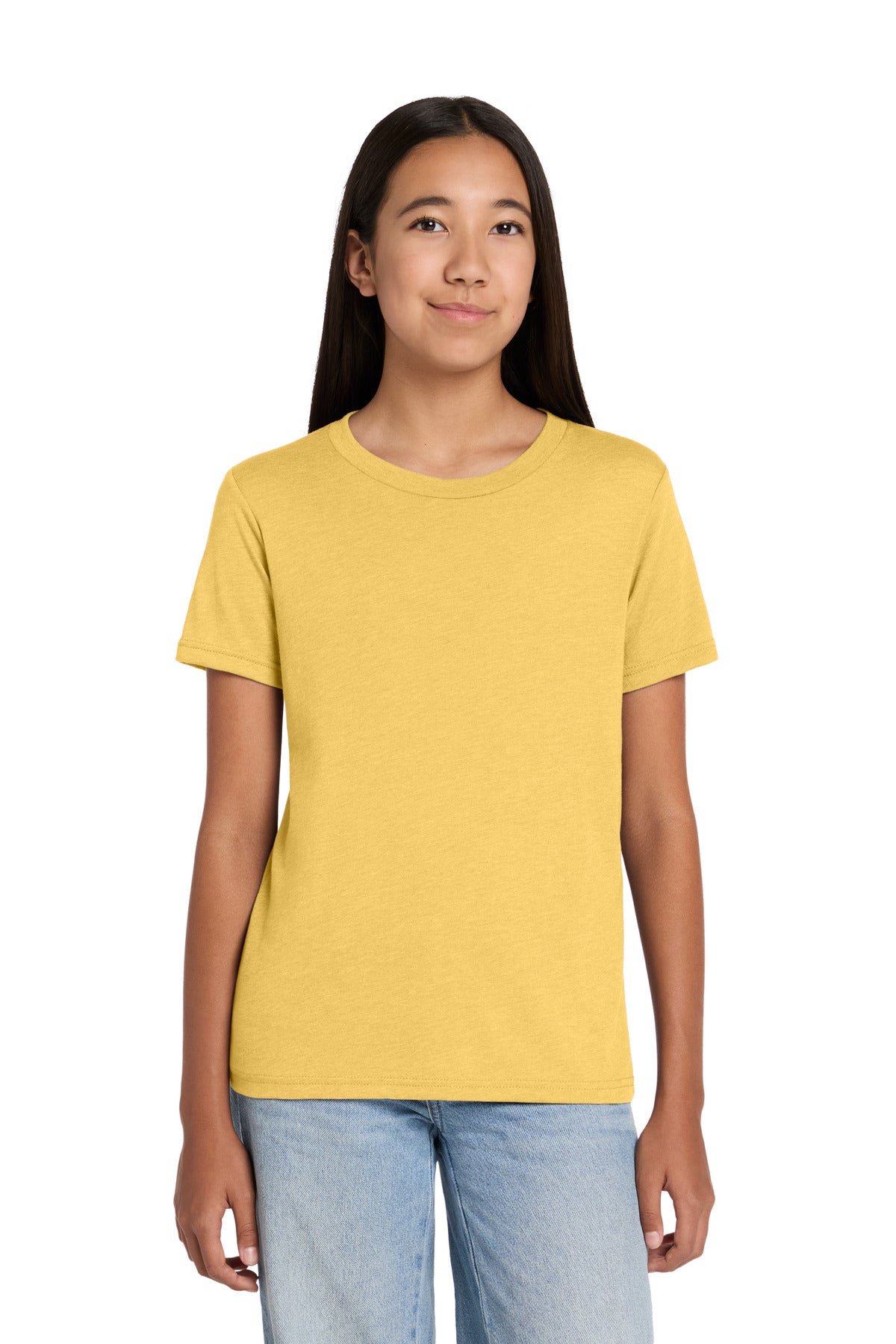 Custom logo BELLA+CANVAS® Youth Heather CVC Tee BC3001YCVC in Heather Yellow Gold