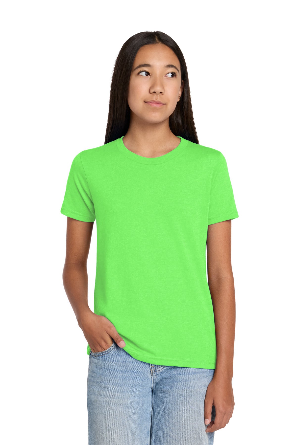 Custom logo BELLA+CANVAS® Youth Heather CVC Tee BC3001YCVC in Neon Green