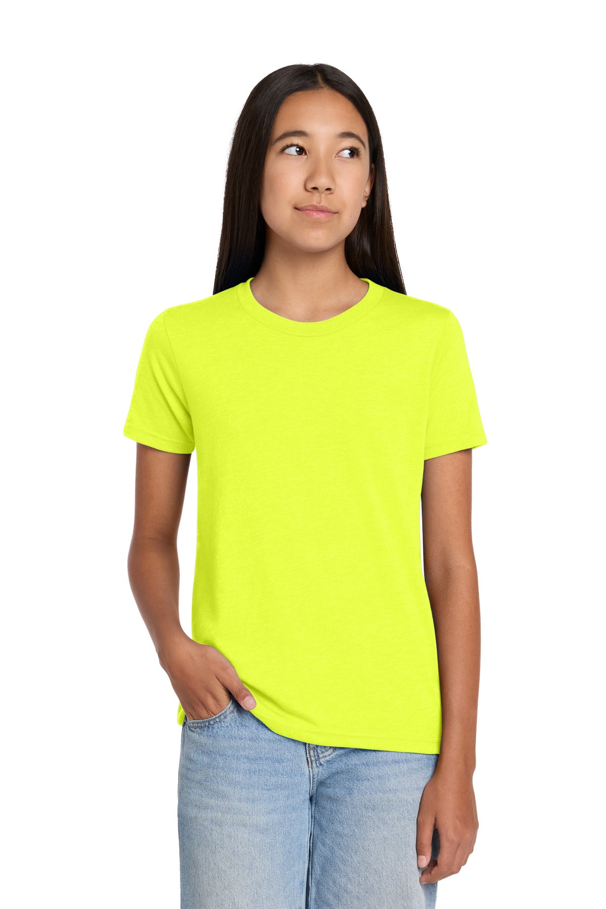 Custom logo BELLA+CANVAS® Youth Heather CVC Tee BC3001YCVC in Neon Yellow