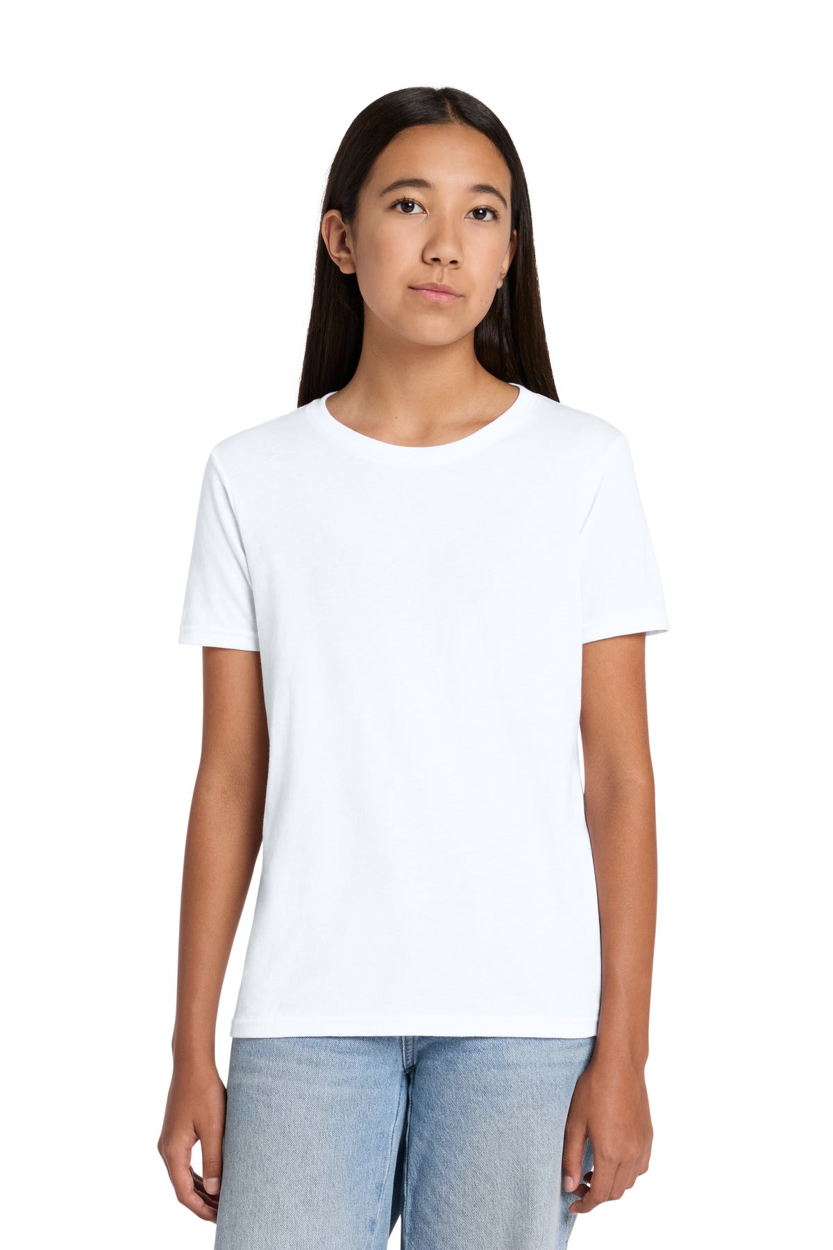 Custom logo BELLA+CANVAS® Youth Heather CVC Tee BC3001YCVC in Solid White Blend