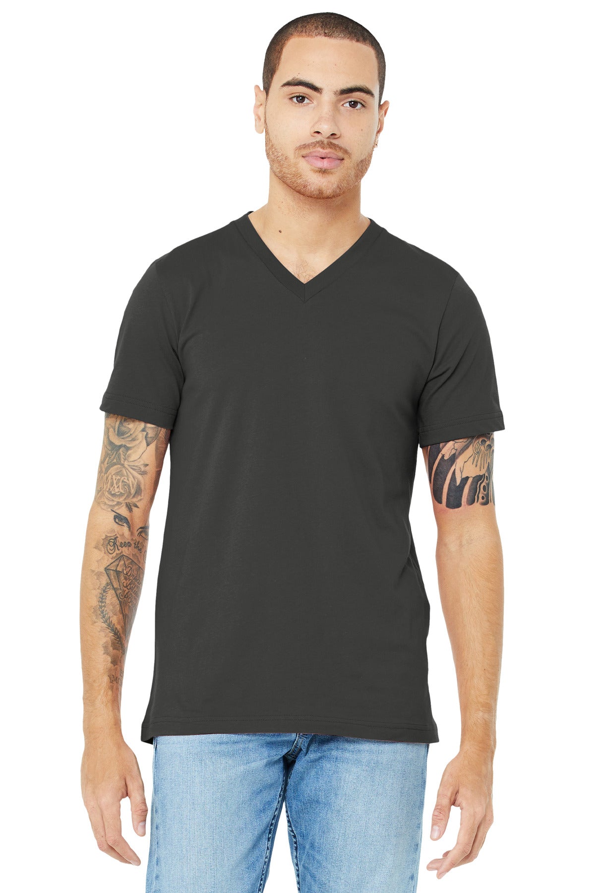 Custom logo BELLA+CANVAS ® Unisex Jersey Short Sleeve V-Neck Tee. BC3005 in Asphalt