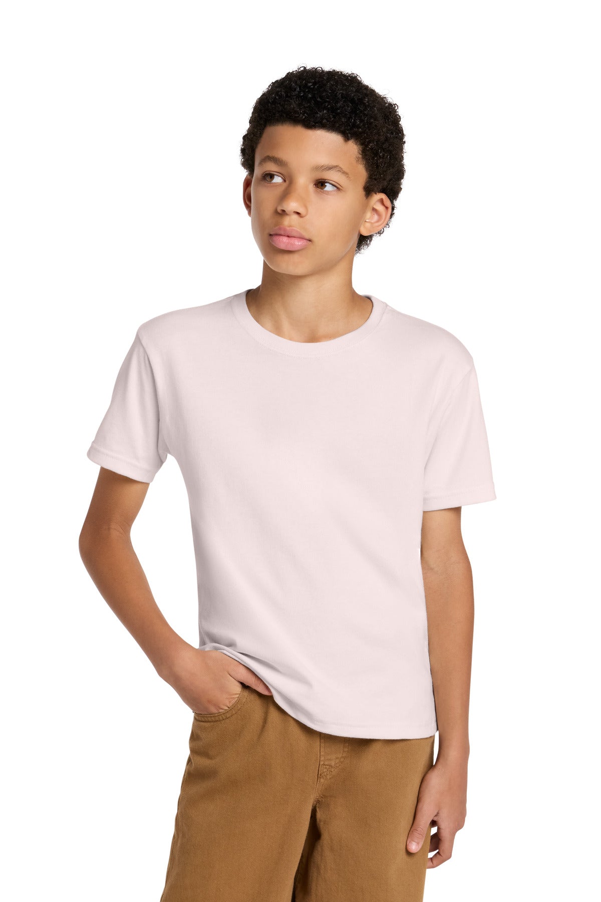 Custom logo BELLA+CANVAS® Youth 6-Ounce Heavyweight Tee BC3010Y in Soft Pink