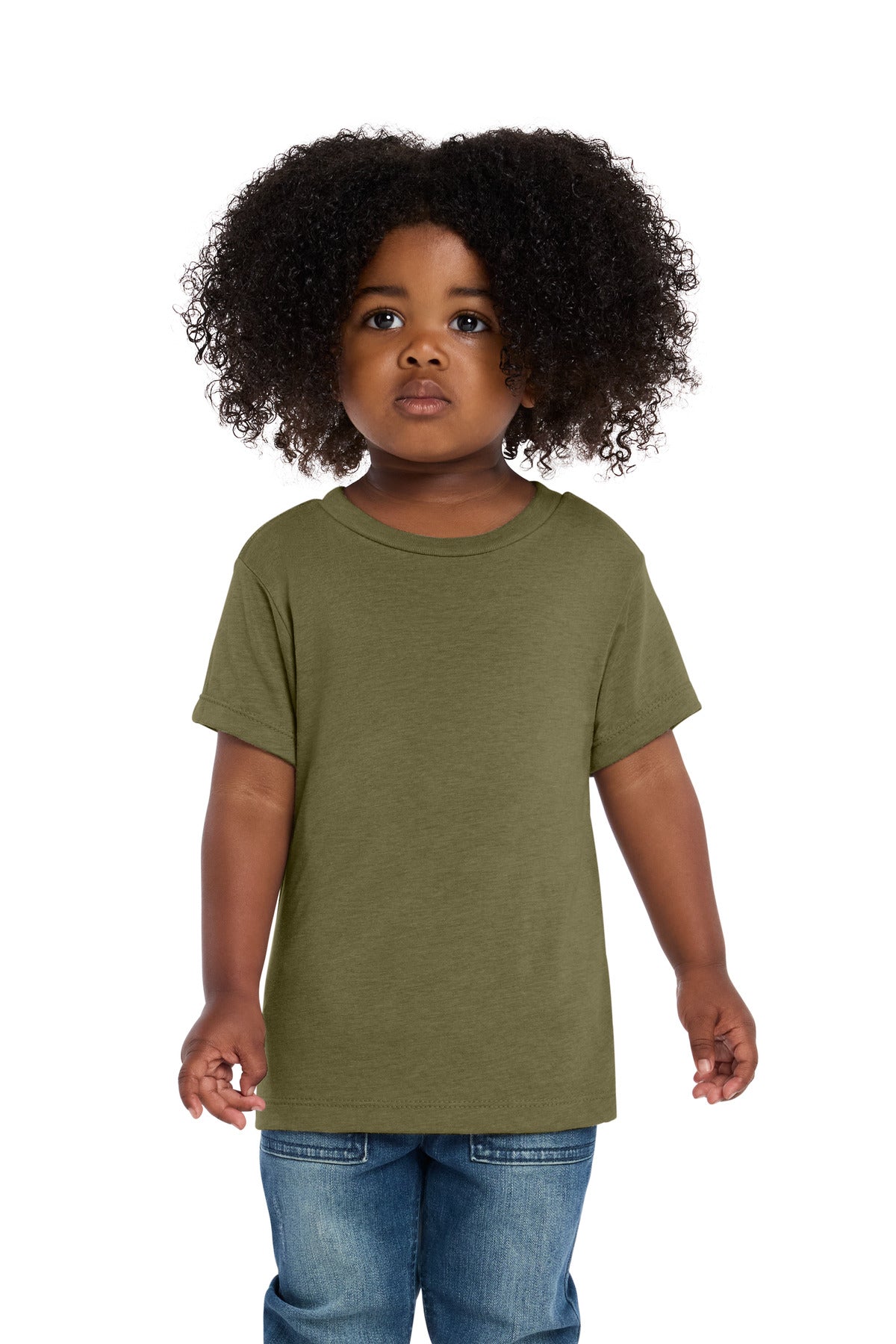 Custom logo BELLA+CANVAS® Toddler Triblend Short Sleeve Tee BC3413T in Olive Triblend