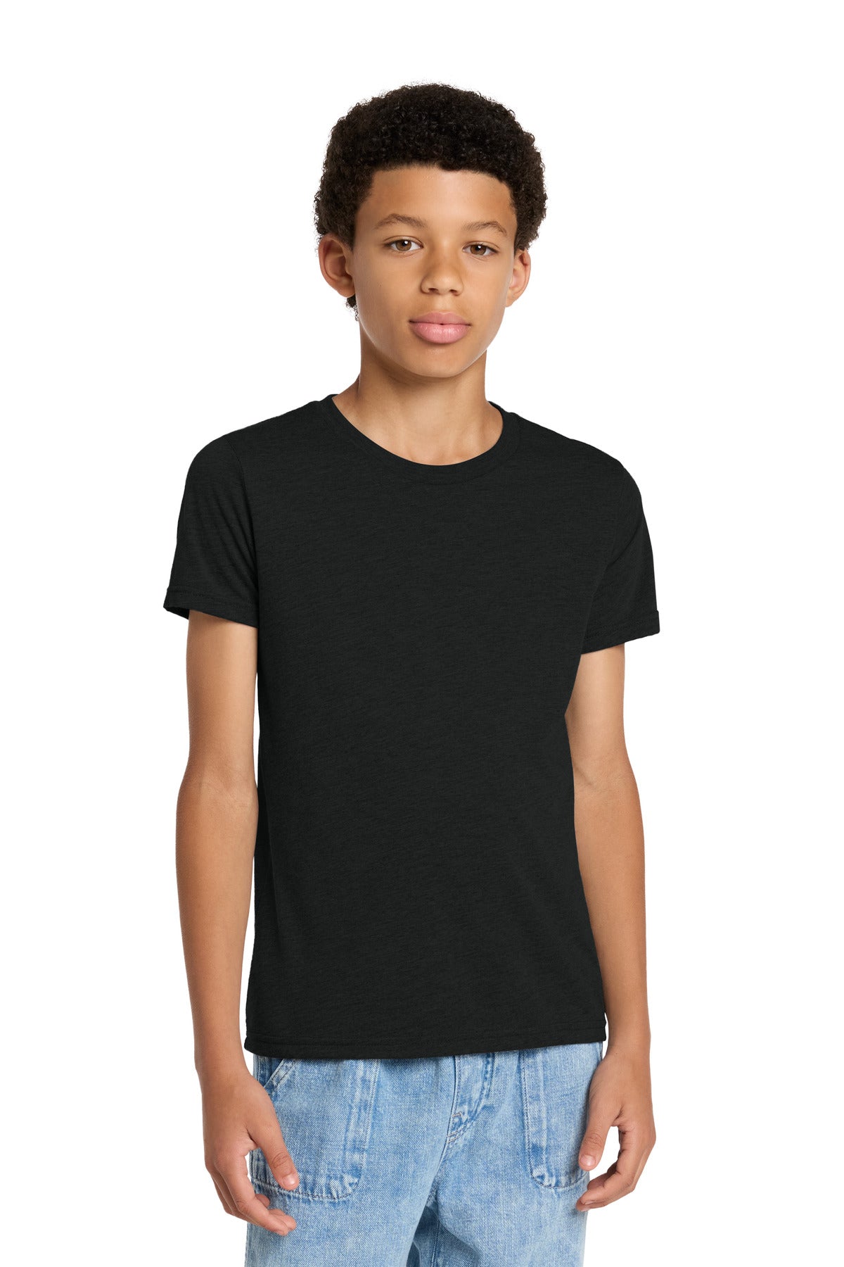 Custom logo BELLA+CANVAS ® Youth Triblend Short Sleeve Tee. BC3413Y in Charcoal Black Triblend