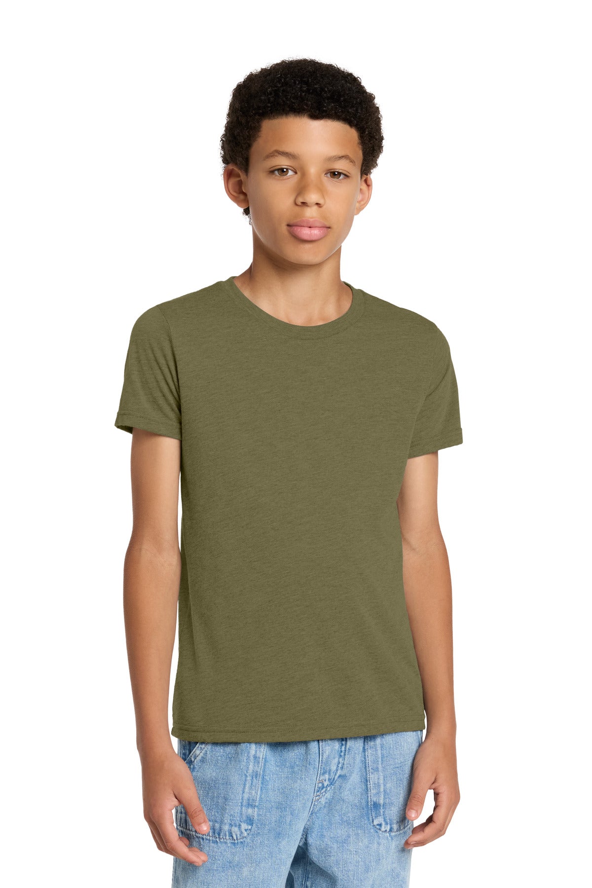 Custom logo BELLA+CANVAS ® Youth Triblend Short Sleeve Tee. BC3413Y in Olive Triblend