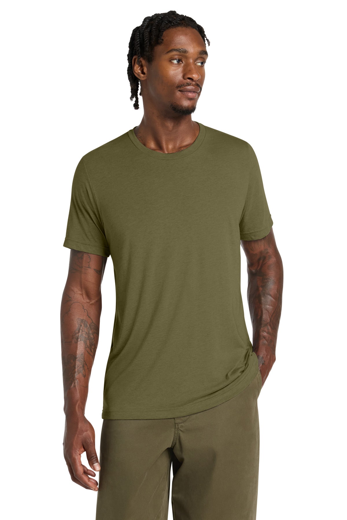 Custom logo BELLA+CANVAS ® Unisex Triblend Short Sleeve Tee. BC3413 in Olive Triblend