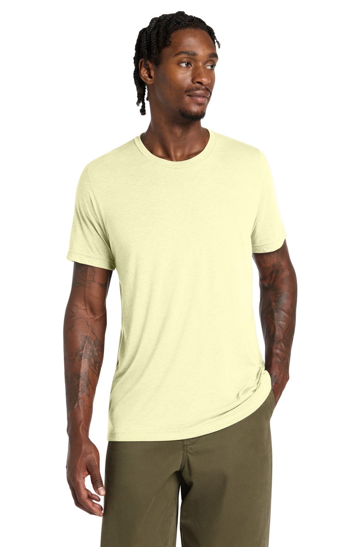 Custom logo BELLA+CANVAS ® Unisex Triblend Short Sleeve Tee. BC3413 in Pale Yellow Triblend