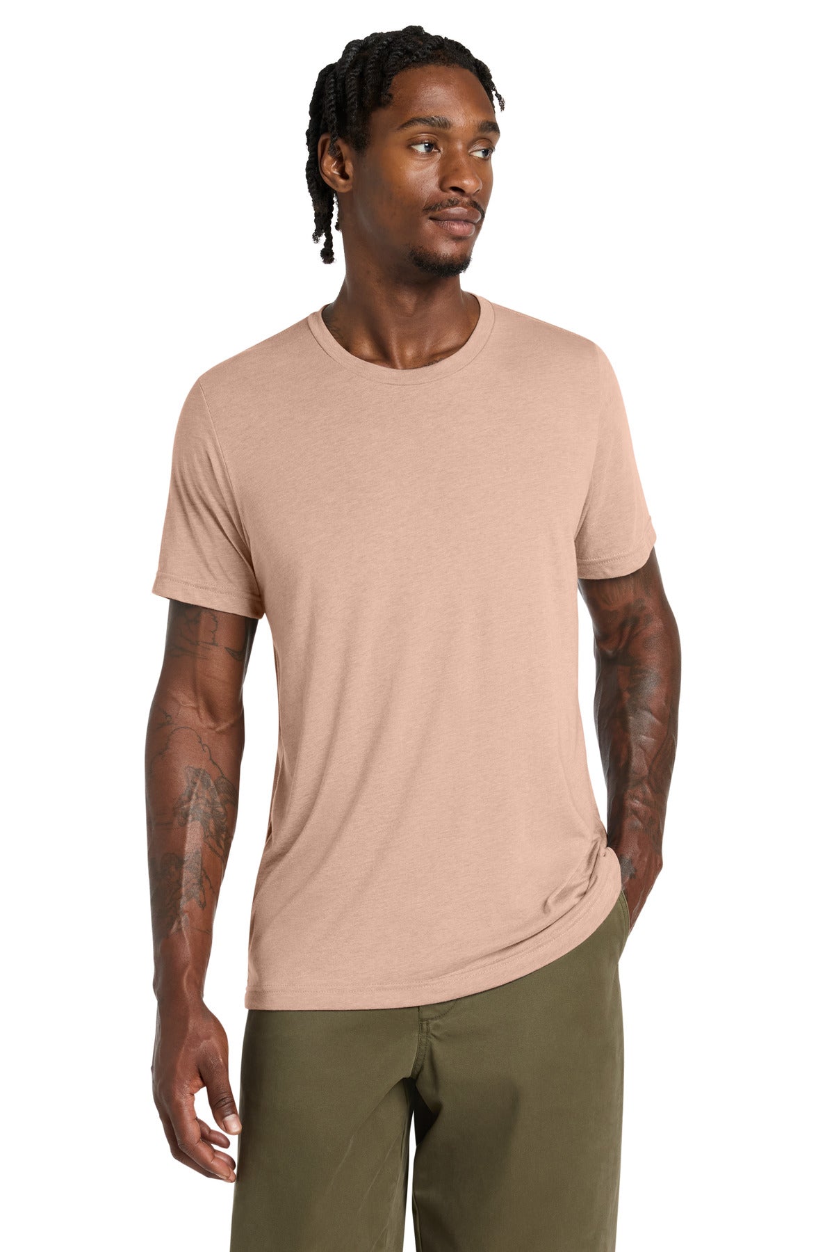 Custom logo BELLA+CANVAS ® Unisex Triblend Short Sleeve Tee. BC3413 in Peach Triblend