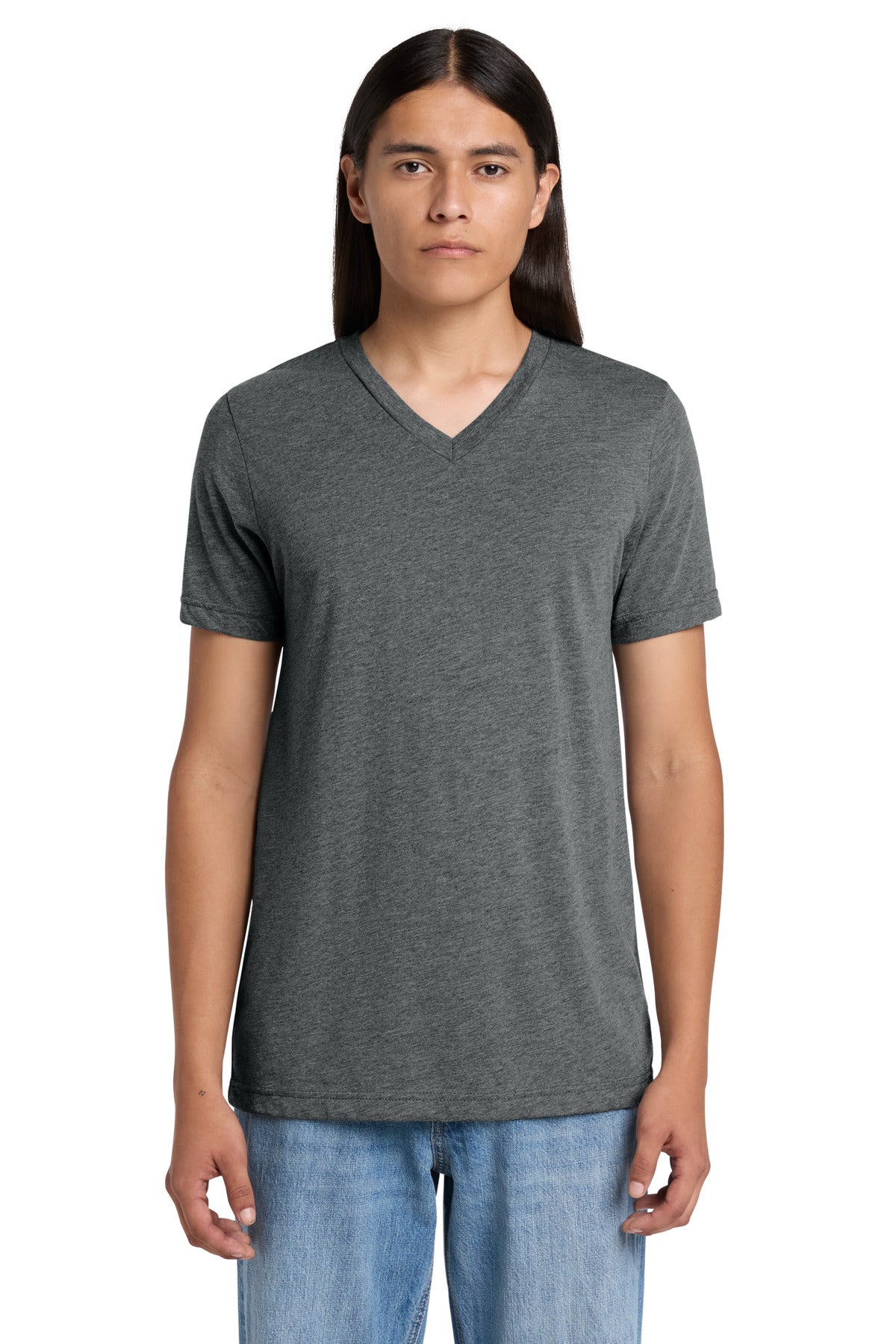 Custom logo BELLA+CANVAS® Unisex Triblend Short Sleeve V-Neck Tee. BC3415 in Grey Triblend