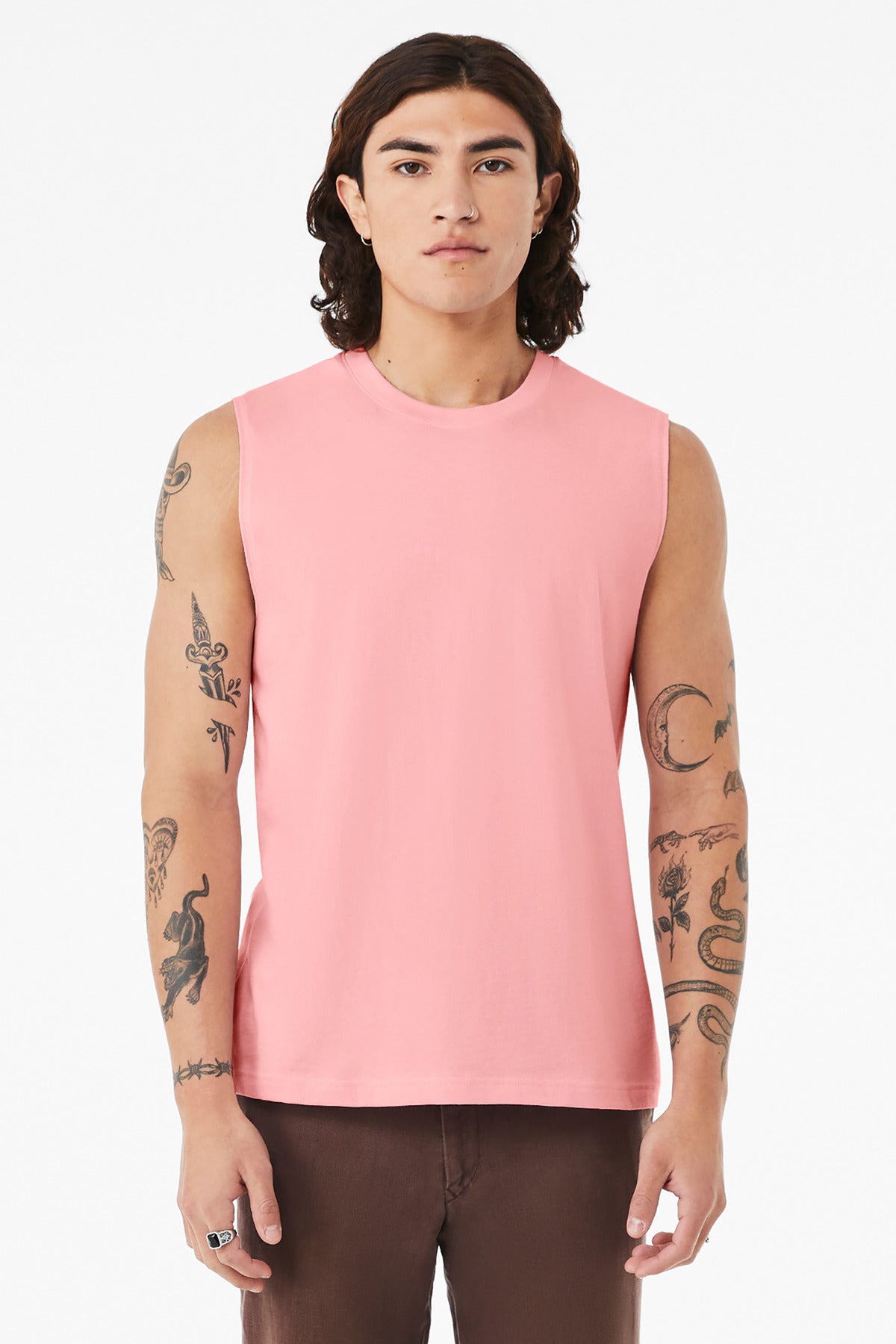 Custom logo BELLA+CANVAS® Unisex Jersey Muscle Tank BC3483 in Pink